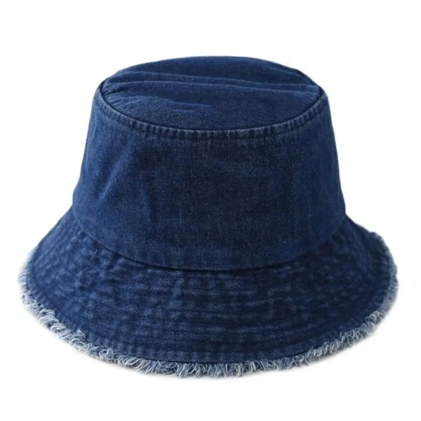 chapeau bob en jean à franges