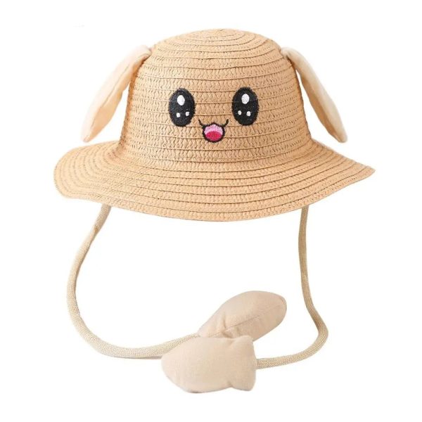chapeau de paille enfant avec oreilles